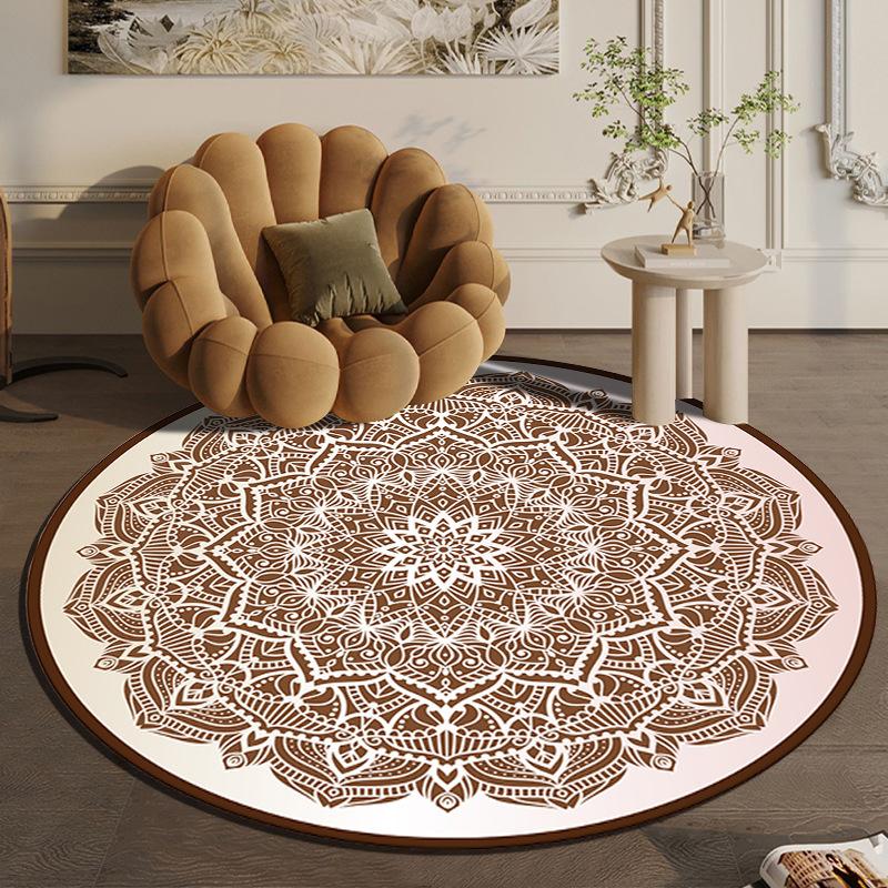 Круглый ковер большой площади в скандинавском этническом стиле для спальни, тканый хлопковый ковер в богемном стиле, вязаный напольный коврик 90 см, 120 см, 150 см