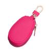 Faux Leather Car Key Case with Hanging Buckle Keyring Chain Portable Remote Key Fob Holder Zipper Bag Protector Pouch Wallet