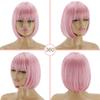 LISI HAIR Women Pink Hair with Bangs Synthetic Cosplay Pink Wig Shoulder Length Straight Bob Green Purple Blonde Halloween Wig