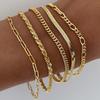 5 Pcs Women Bracelet Lobster Clip Closure Adjustable Hollow Chain Solid Color Wristband