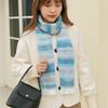 Lace Rainbow Striped Scarf Plush Winter Shawl Fashion Cashmere Knitted Scarf  Daily