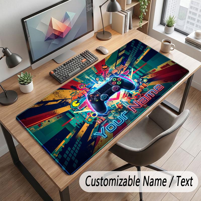 Game Controller Theme Customized Mouse Pad Personalized Print Name Text Desk Mat For Home Office Table Decor
