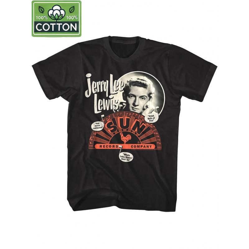 Jerry Lee Lewis Sun Records Vintage Rock 'n' Roll T-Shirt - Heavyweight 1950s Music Tee with Great Balls of Fire Song Title, Retro Rockabilly Graphic