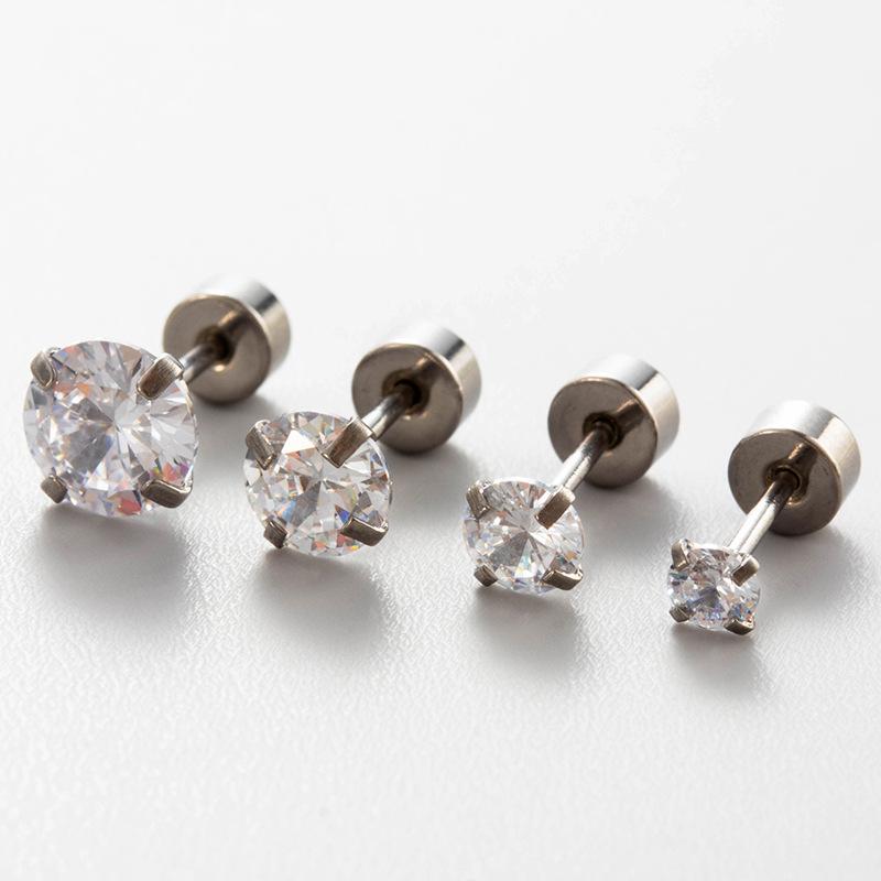 Серьги-гвоздики для хряща уха Henson Dopamine из титана с цирконами