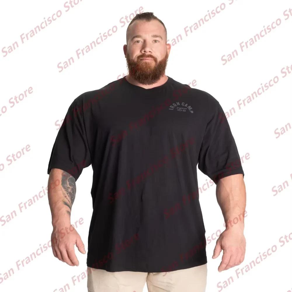 Футболка из хлопка в американском стиле для мужчин, летняя футболка Iron Tee с индивидуальным принтом, уличная мода, фитнес-одежда, женская повседневная футболка