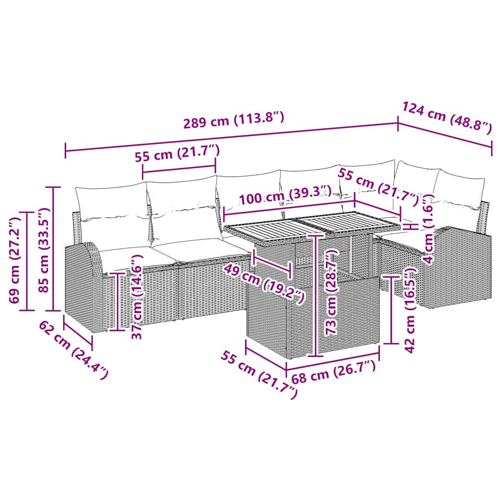 Garden Sofa Set with Cushions 7 pcs Beige and Light Grey