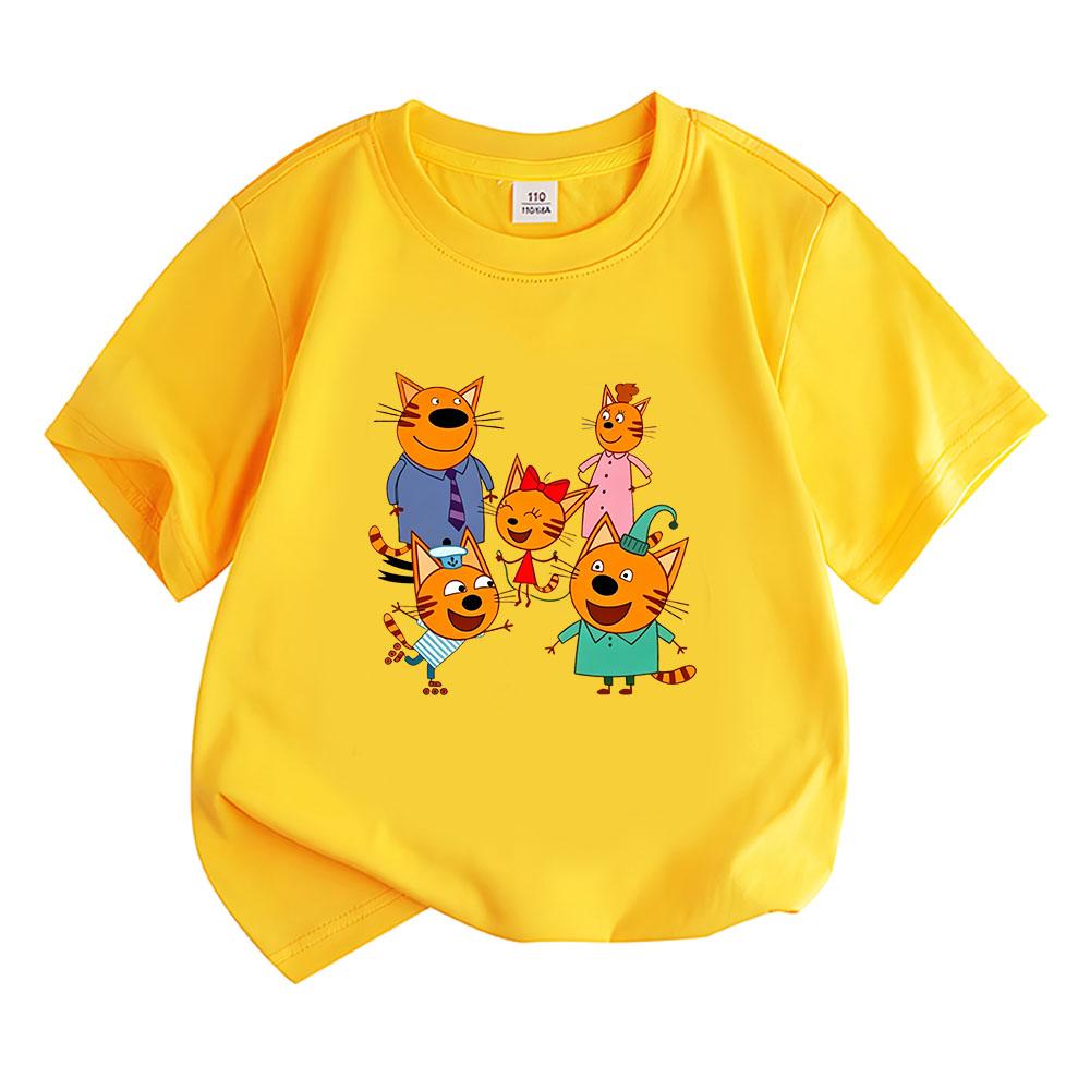 100% Хлопок Детская Футболка Kid-e-cats 2-12 Лет Мультяшный Принт Детские Футболки Милые Повседневные Топы С Круглым Вырезом С Коротким Рукавом Летняя Одежда