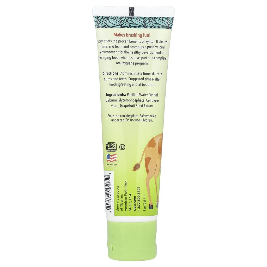 Spry® для детей, Зубная паста с ксилитом, 3+ месяцев, Оригинальная, 60 мл (2 жидких унции)