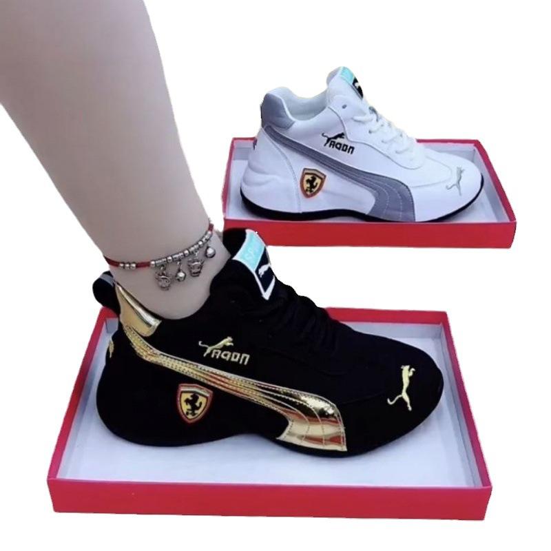 Мягкая кожаная женская обувь для пап 2025 года, новые мужские и женские пары, кожаные спортивные туфли, модная универсальная обувь с толстой подошвой