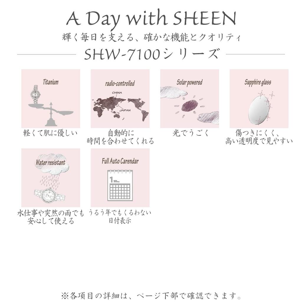 Часы Casio SHEEN Радиоуправляемая модель Titanium Series Silver SHW-7100TD-7AJF Женские