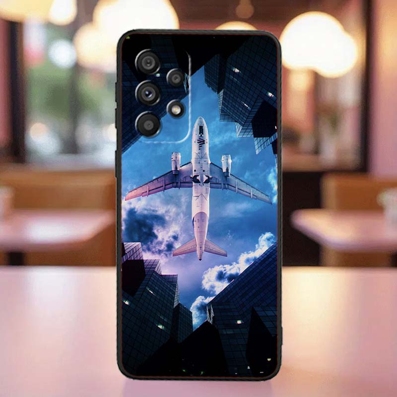 Модный чехол для телефона с рисунком самолета для Samsung A41 A35 A34 A33 A32 A25 A24 A23 A21s A06 A05 A04 A03 Note 10 20 Ultra 5G Черный