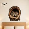 3D Owl Wall Decals Tree Hollow Sticker, Realistic Forest Animal Decal, Waterproof PVC Outdoor Weatherproof Murals Art Decor, Peel And Stick for Living