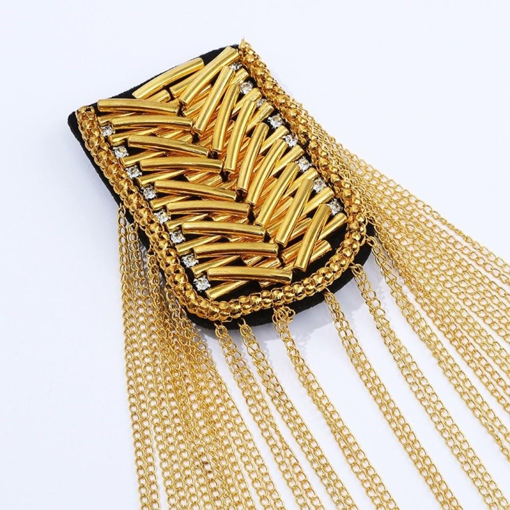 Rhinestone Shoulder Jewelry Pin Beads Clothing Accessories Tassel Epaulette Brooch for Men Women