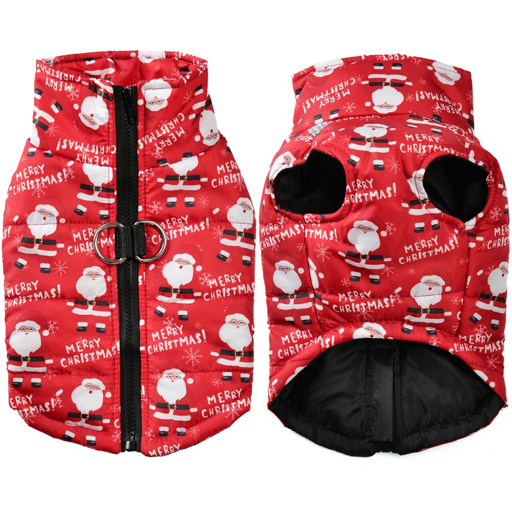 Рождественский костюм для собаки, зимняя теплая куртка для маленьких собак, кошек, жилет, пальто, одежда для домашних животных, милый принт с изображением лося, водонепроницаемый пуловер для щенков