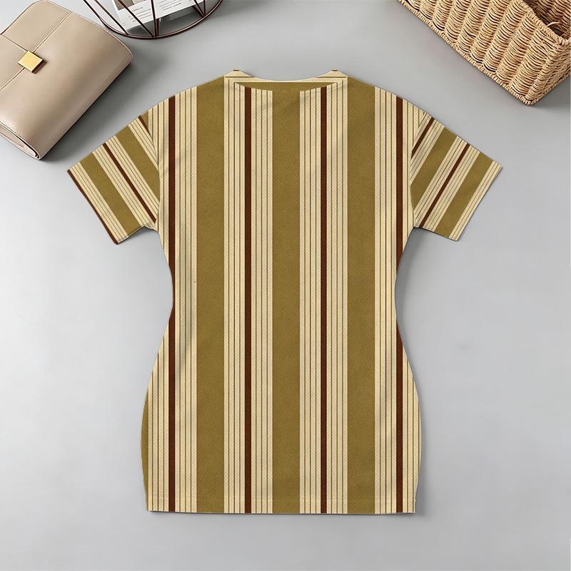 Women's Short Sleeve Striped V-Neck Bodycon Dress Instagram Style, Comfortable & Versatile for Beach Vacation