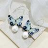 Mori Super Fairy Butterfly Artificial Pearl Earrings Niche Temperament Design Ear Hook Fashion Light Luxury Earrings