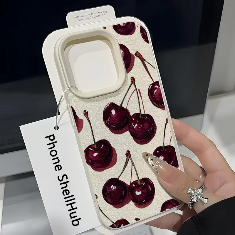 Чехол для телефона винно-красный с рисунком вишни, текстурой личи для iPhone 17 Pro Max 11 12 13 14 15 16 17 Air 15 Plus X XS XR 16E, мягкий чехол