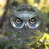 Metal Owl Wind Spinner with 360° Rotating Hook - Intricate Garden Design, Hanging Wind Chime for Balcony & Yard