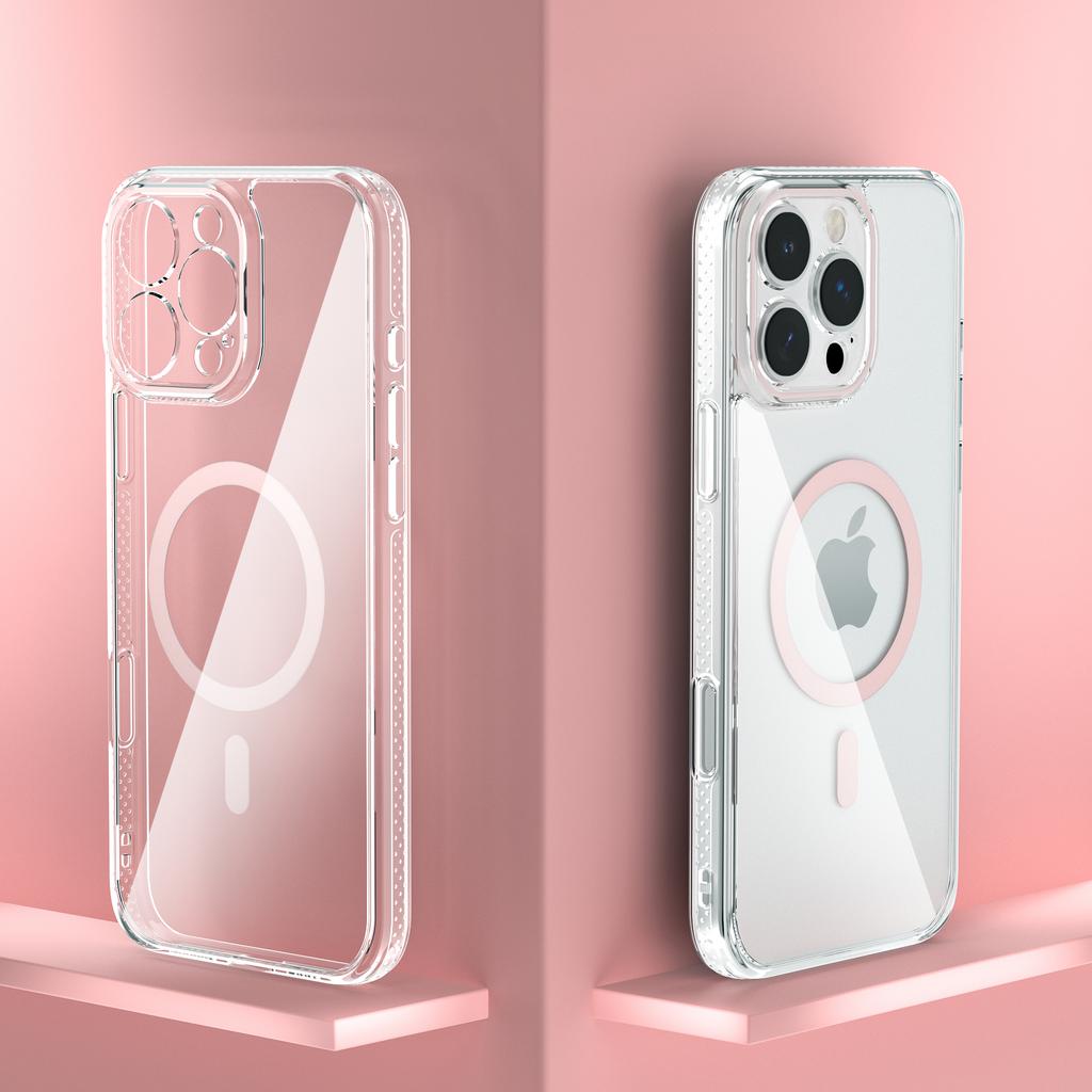 Для iPhone 16 Pro Max Чехол Кристально Прозрачный ТПУ+ПК Защитный Чехол Совместимый с MagSafe