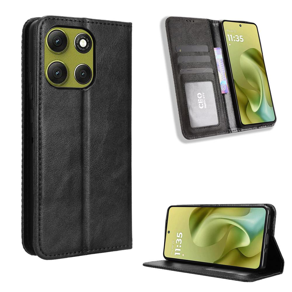 For Motorola Moto G86 Power 5G Leather Case Wallet Stand Retro Texture Phone Cover