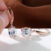 Aqua Blue Zircon Drop Earrings for Women Rainbow Crystal Oval Stone Rose Gold Hook Earrings Wedding Jewelry Gifts