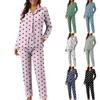 Женский повседневный модный комплект для дома с длинными рукавами и брюками с принтом в горошек