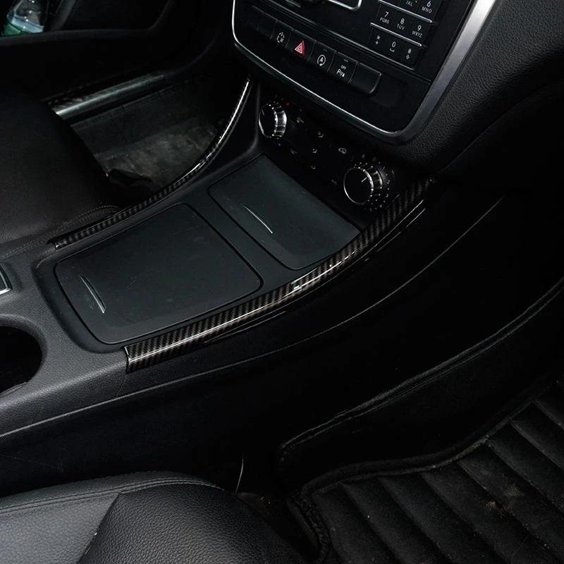 2 шт., хромированная накладка на панель центральной консоли из углеродного волокна, украшение для Mercedes Benz A/GLA/CLA Class 200 220 260 W176