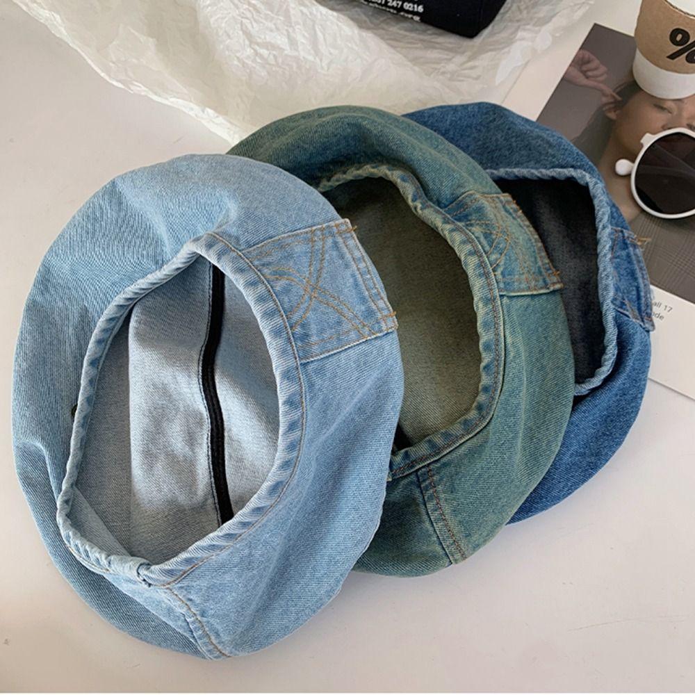 Korean Style Painter Hat Newsboy Cap Octagonal Hat Personality Denim Beret  Ladies
