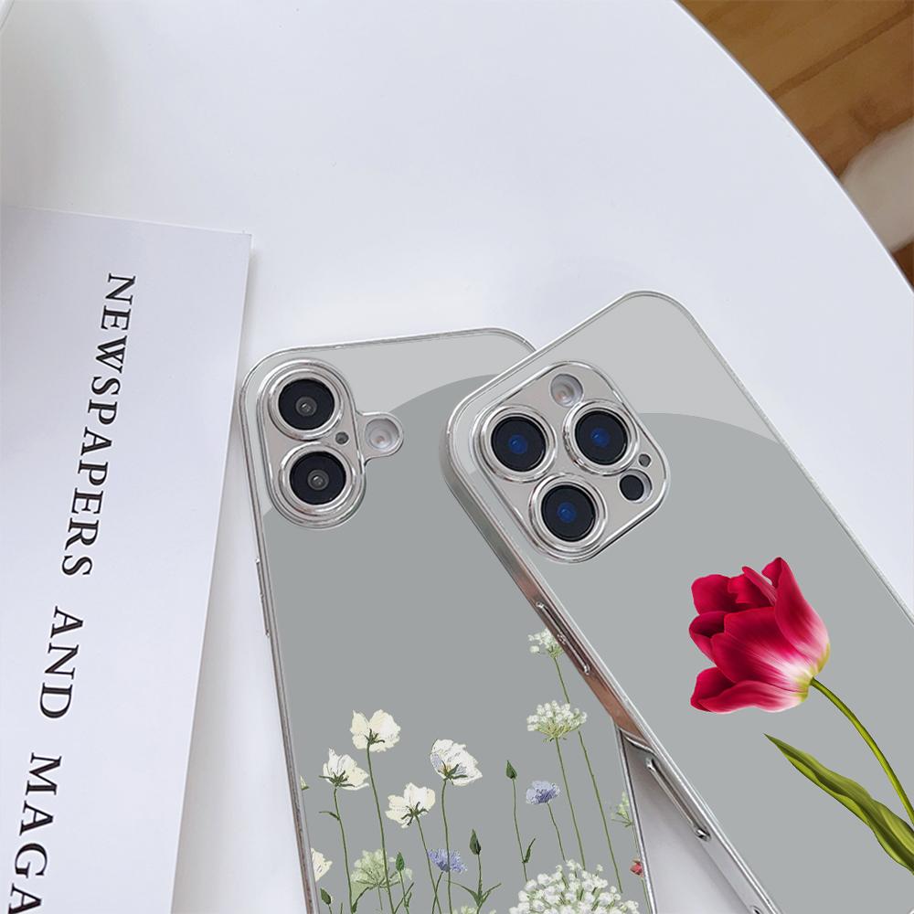 Чехол для телефона N204 Peony для iPhone 16 15 Pro Max 8 Plus Samsung S24 S23 Ultra A54 A35 Xiaomi Redmi Note 13 12 Pro с покрытием из закаленного стекла