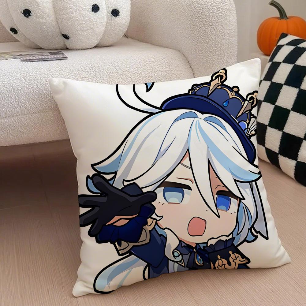miHoYo hot funny Genshin emotes meme Cushion Cover Throw Pillow Cover Hidden Button Durable Polyester Chair Cushion