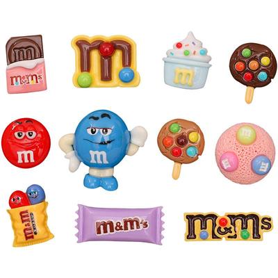 Смоляные украшения-аксессуары M&M's: Материалы для DIY чехла для телефона, заколки для волос, стакана для воды и пряжки для обуви в виде печенья и конфет.