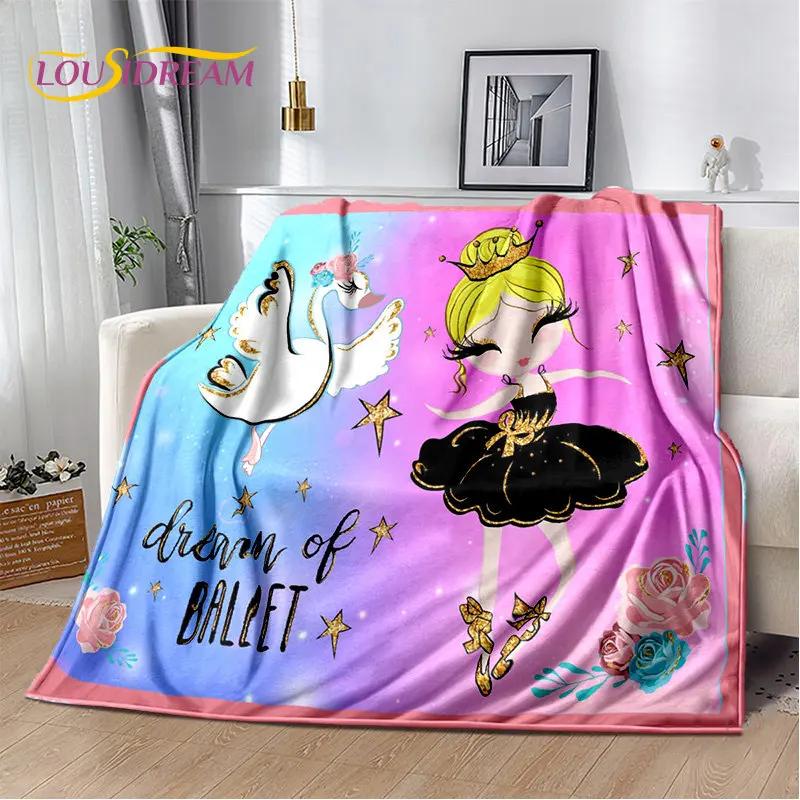 Cute Ballet Girl Ballerina Unicorn Cartoon Soft Plush Blanket,Flannel Blanket Throw Blanket for Living Room Bedroom Sofa Picnic