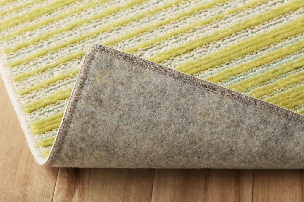 IKEHIKO Rug, Carpet with Insole, Gradient Border, Approx. 185 x 185cm, Square, Green, Made in Japan, Antibacterial, Washable #4729079