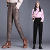 Женские зимние легкие термобрюки с ромбовидным узором, однотонные, прямого кроя, повседневные гаремные брюки