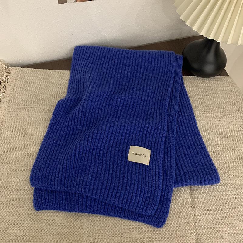 Solid color knitted scarf women's autumn and winter season Korean version of round neck student wool versatile warm thick scarf couple tide
