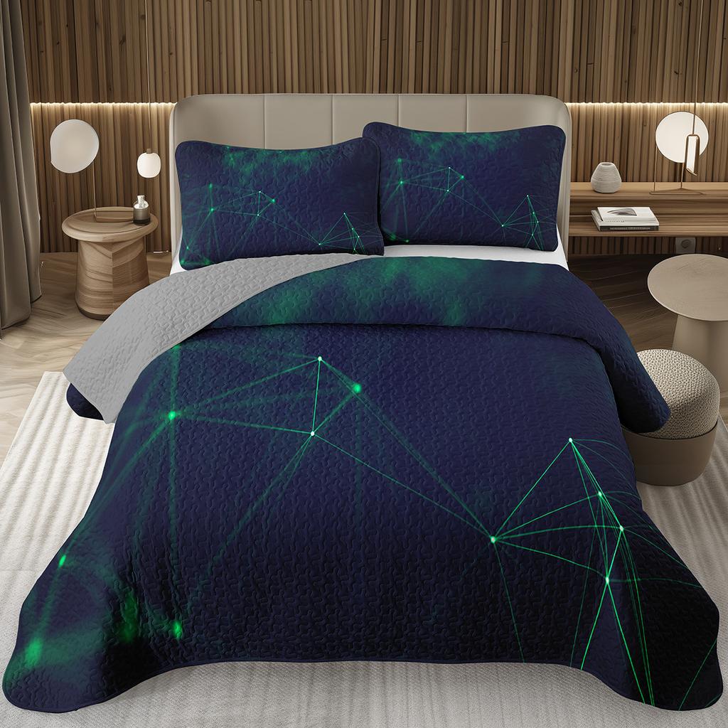 Rainbow Line Twin Queen Bedspread Colorful Abstract Geometric Quilted Bedding Set Bohemian Geometric Reversible Printed Coverlet