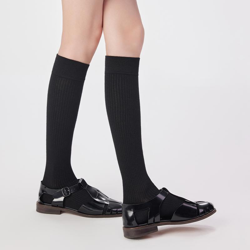 Autumn/Winter High-quality 5A Women's Knee And Calf Mid Length Socks Lightweight And Warm Cold-proof Fine Wool Stripes Stockings