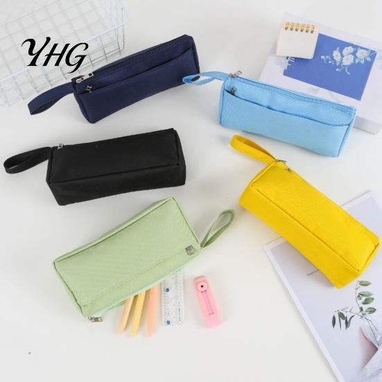 Wide Capacity Pen Pouch for College Pencil Case with Zipper And Handle, Durable Oxford Solid Color Lightweight Storage Bag Students Organizer,