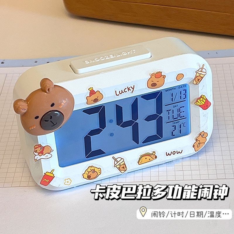 New Sanrio Big Doll Mini Alarm Clock Cute Quiet Multifunctional Portable Student Desktop Compact Clock