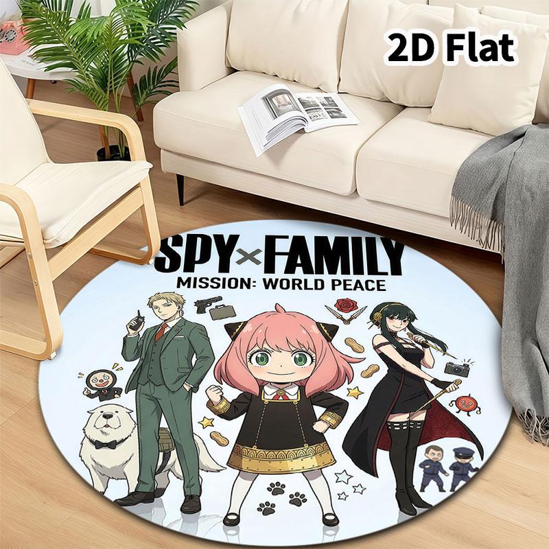 Ковер круглый Spy Family Ковер для гостиной, спальни, дивана, игровой комнаты Декор Нескользящий коврик для пола