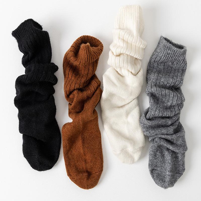 Мужские и женские носки до середины икры из мериносовой шерсти и кашемира, теплые, двухслойные, повседневного стиля