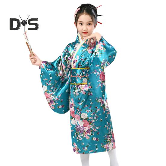 1 комплект японского кимоно с ярким принтом вишни, легко носить, косплей, школьное кимоно для выступлений для девочек