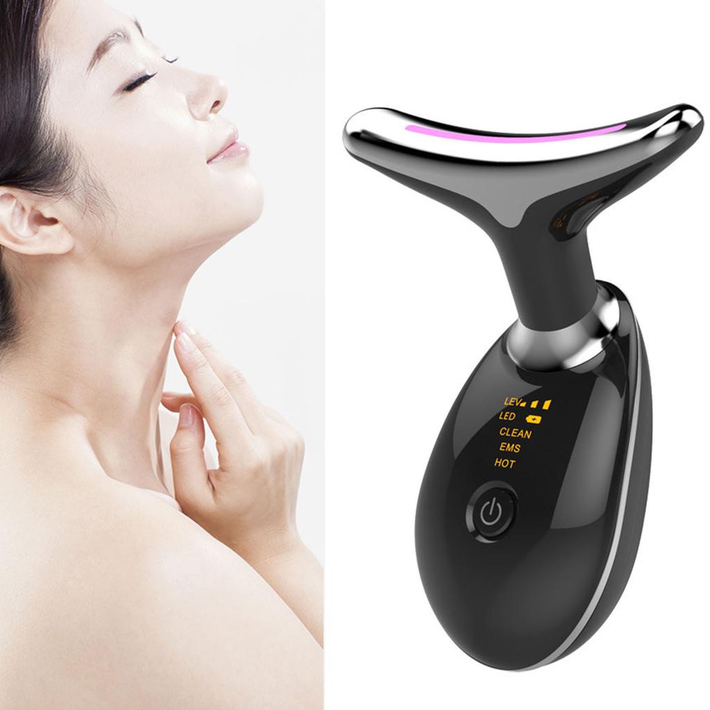 Neck Lifting Massager Colorful Lights Improve Absorption Neck Skin Tightening Device Black
