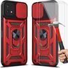 Protective Case - PROSHOP - for Samsung A22 5G - Shockproof - Anti-Scratch - Red - 2 Tempered Glasses