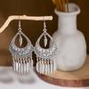BLINGBAY Women's Earrings, Ethnic Style Drop-shaped Long Metal Tassel Earrings, Simple And High-end Accessories, Retro Colorful Feather Jewelry