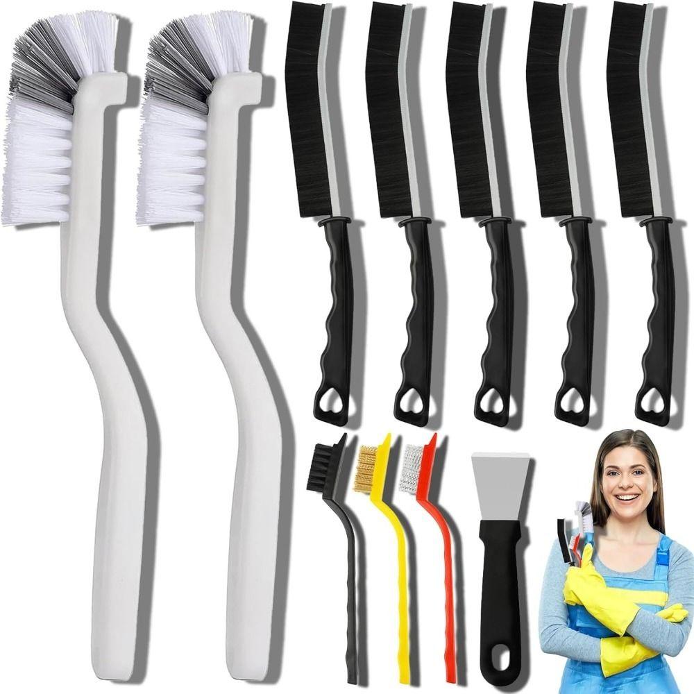 11Pcs Hard Bristle Crevice Cleaning Brush Set Kitchen Cleaning Brush Kit  Window