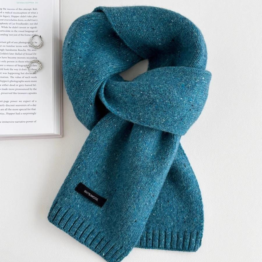 Шарф из чистой шерсти универсального цвета однотонный в корейском стиле для пары осенне-зимний теплый шарф унисекс