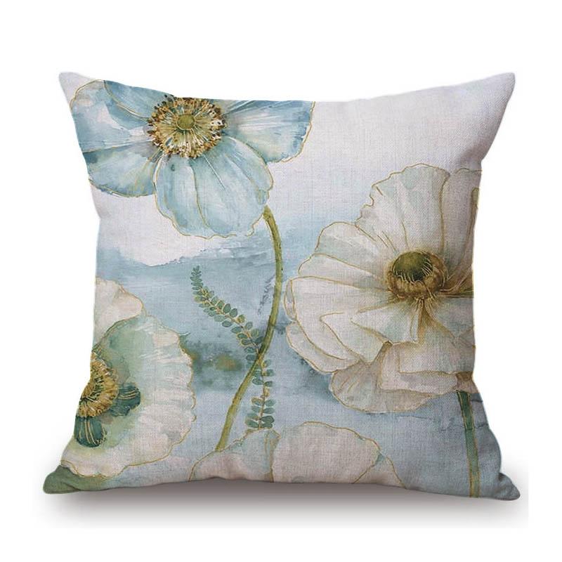 Vintage Green Flower Art Faith Love Hope Doctrine Home Decoration Elegant Floral Cotton Linen Pillow Case Sofa Cushion Cover