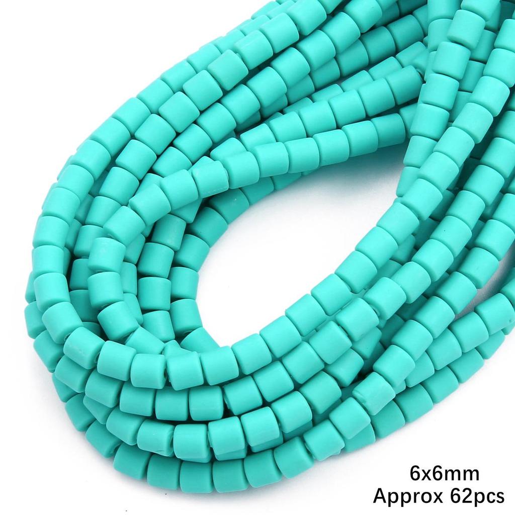 60pcs/Bag 6x6mm Flat Round Cylinder Polymer Resin Clay Beads Loose Spacer Handmade Beads For DIY Jewelry Making Bracelets Necklaces Crafts 38cm/15