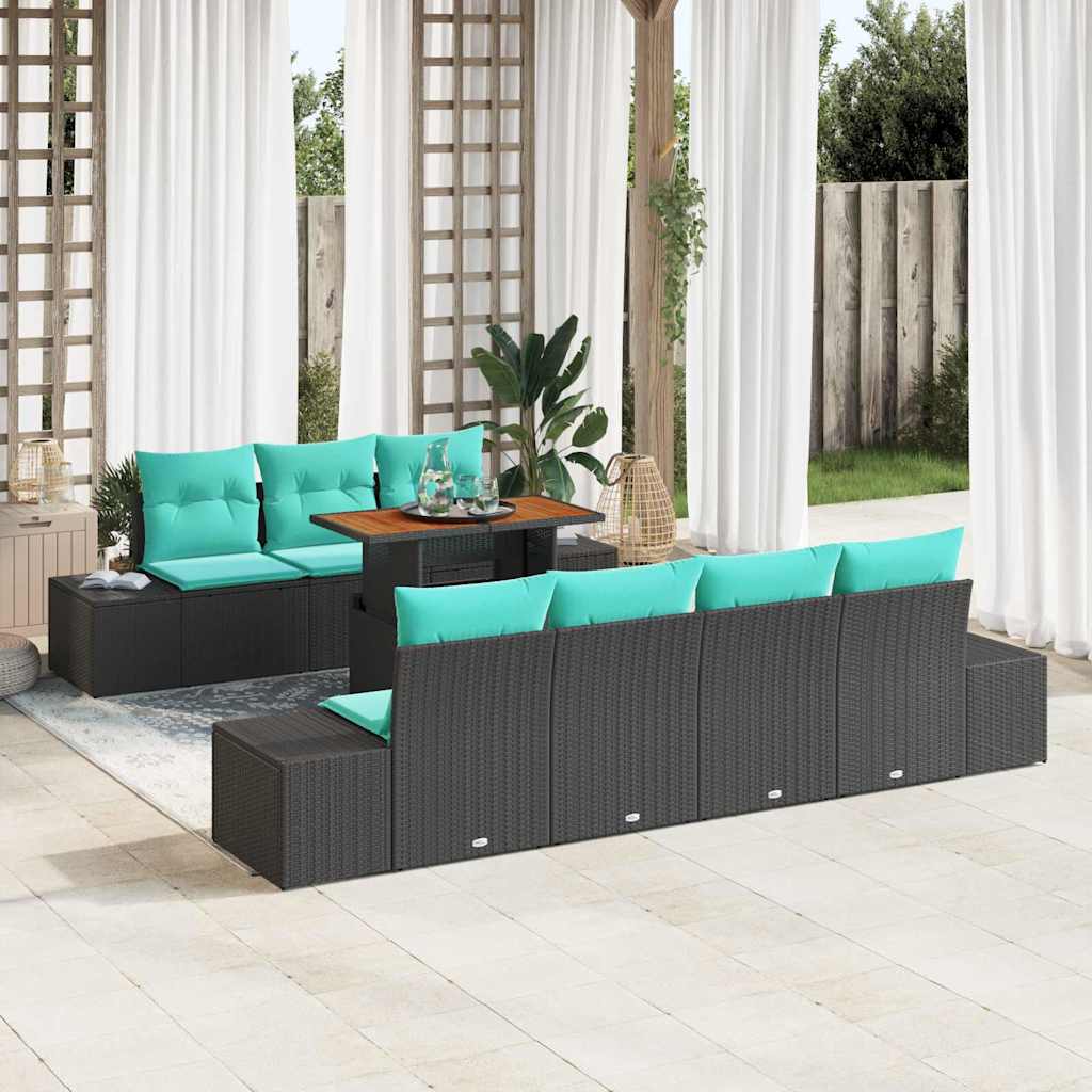 Garden Dining Set 8 pcs. 7 Seater Black and Teal